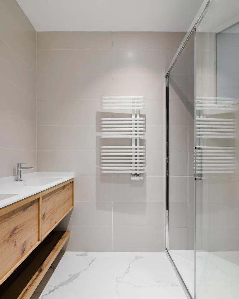 bano con ducha lavabo y toallero diseno de bano premium