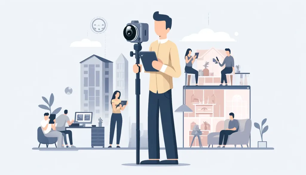 ilustracion de tours virtuales personalizados en bienes raices