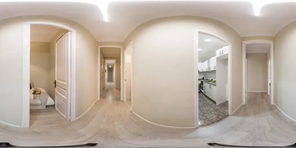interior de casa moderna mostrando pasillo y habitaciones 1