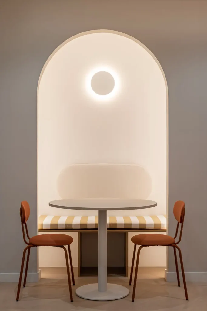 mesa con dos sillas con diseno minimalista