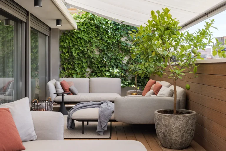 terraza sofa exterior limonero maceta